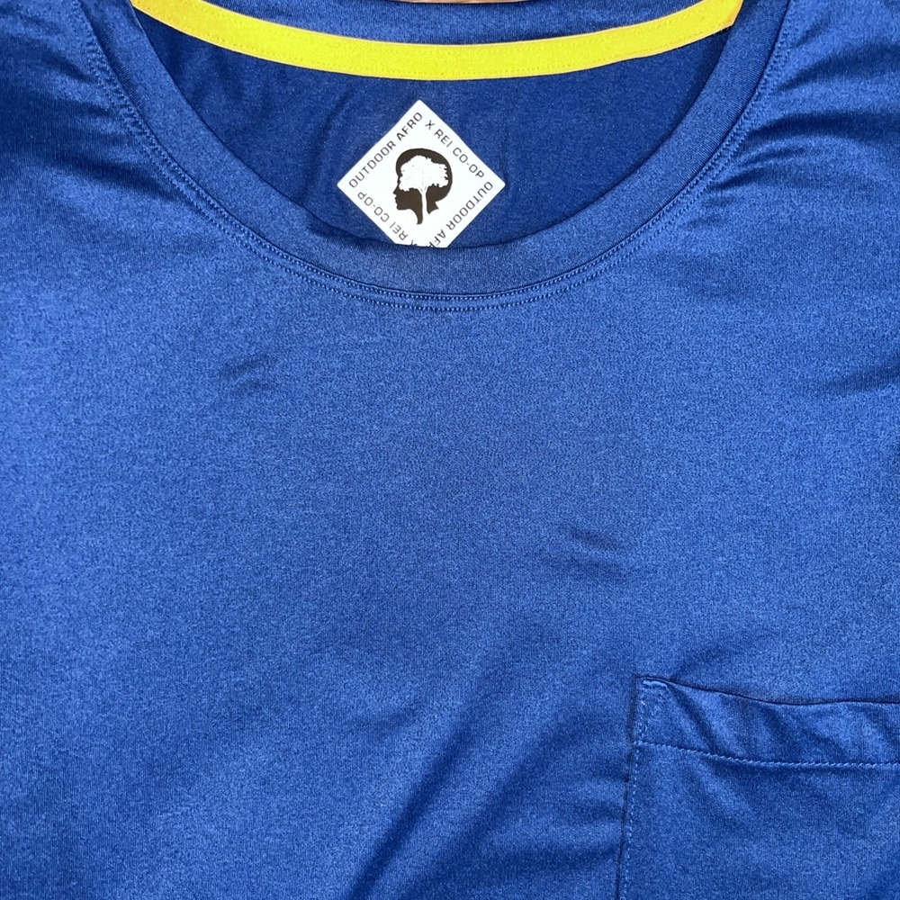 REI Co-op x Outdoor Afro‎ T-Shirt XLT Blue Polyester Outdoor Gorpcore Hiking